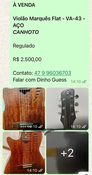 Violão Marquês - CANHOTO (Aço) FLAT - Foto 3