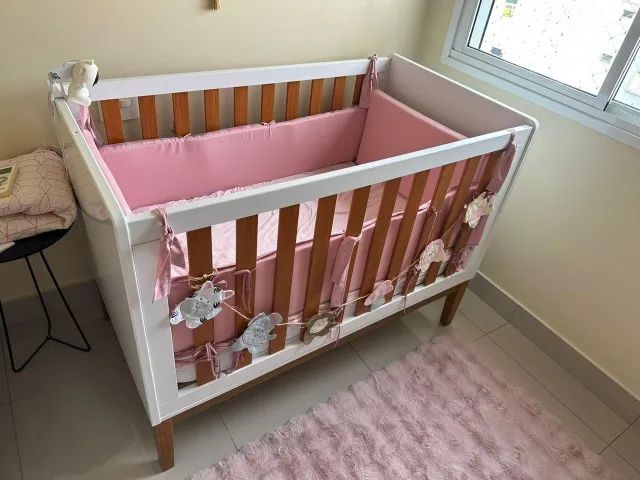 Vendo Berço semi-novo Matic Nature branco/freijó Eva Wood + Colchão de berço Ortobom D18 - Foto 4