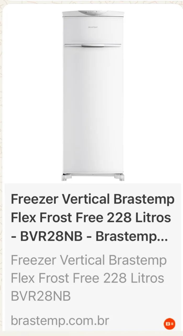 Freezer Vertical Brastemp Flex Frost Free 228 Litros BVR28NB