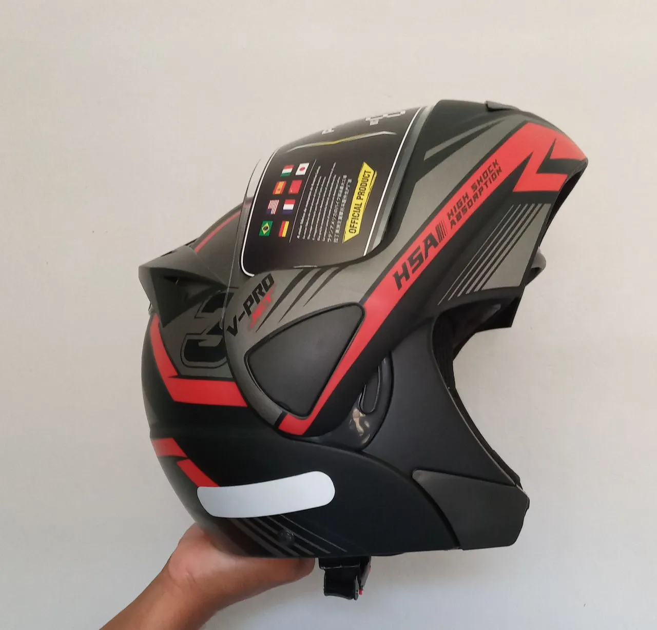 Capacete V-PRO Preto e Vermelho