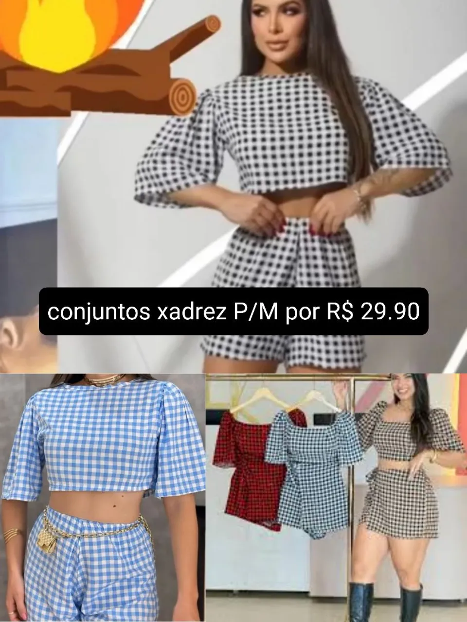 Conjunto Xadrez Feminino - P/M