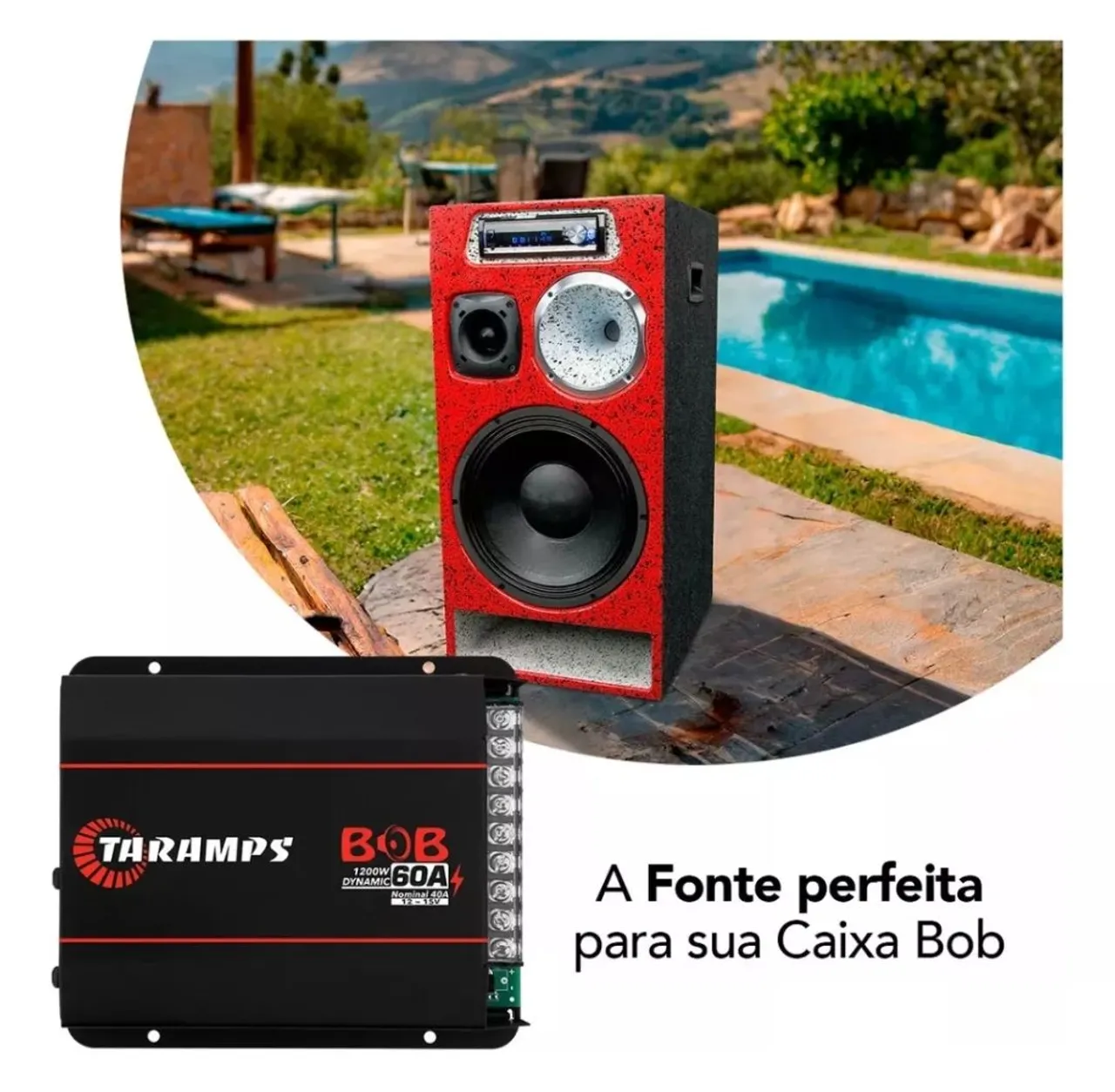 Fonte e Carregador de Bateria Taramps Bob Automotivo 60A 1200W.
