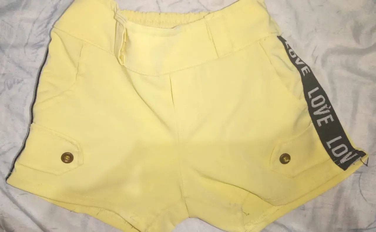 Shortinho Infantil Amarelo - Tamanho 3 anos