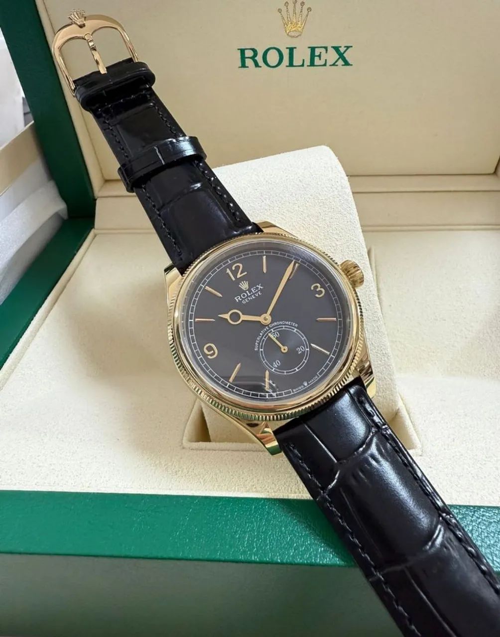 Relógio Estilo Rolex 1908  em Aço Inoxidável e Couro - Foto 4