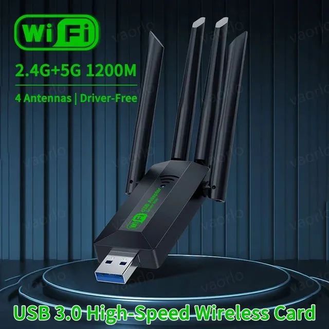 Adaptador Wi-Fi USB 3.0 1200Mbps 4 Antenas