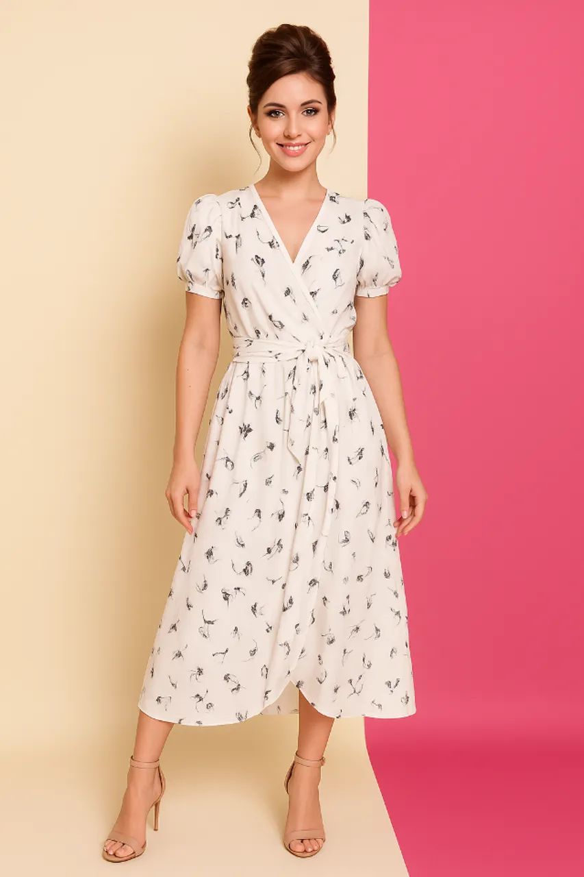 VESTIDO MIDI EM CREPE DE SEDA"LOVITO"