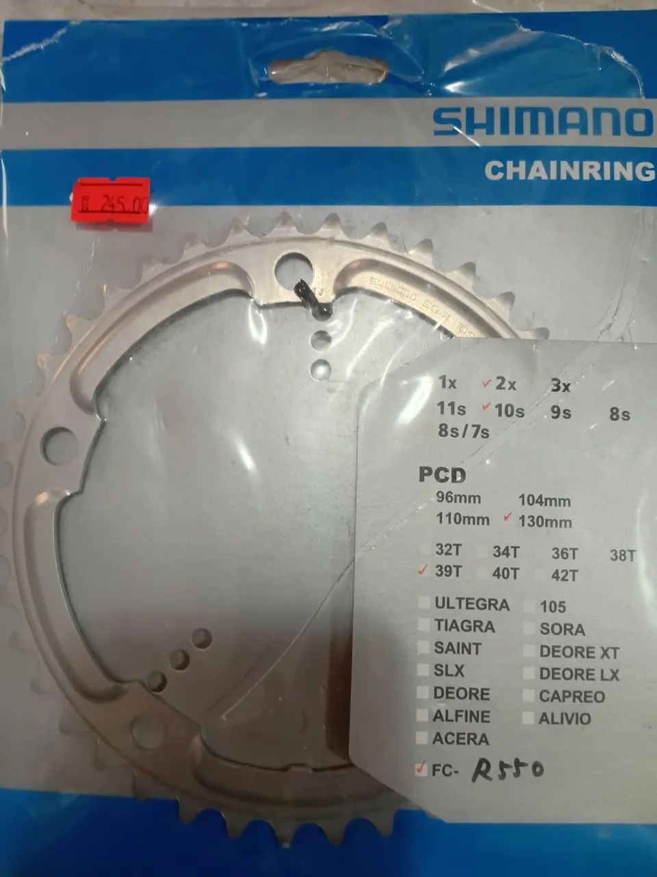 Coroa shimano fcr550 39 dentes 