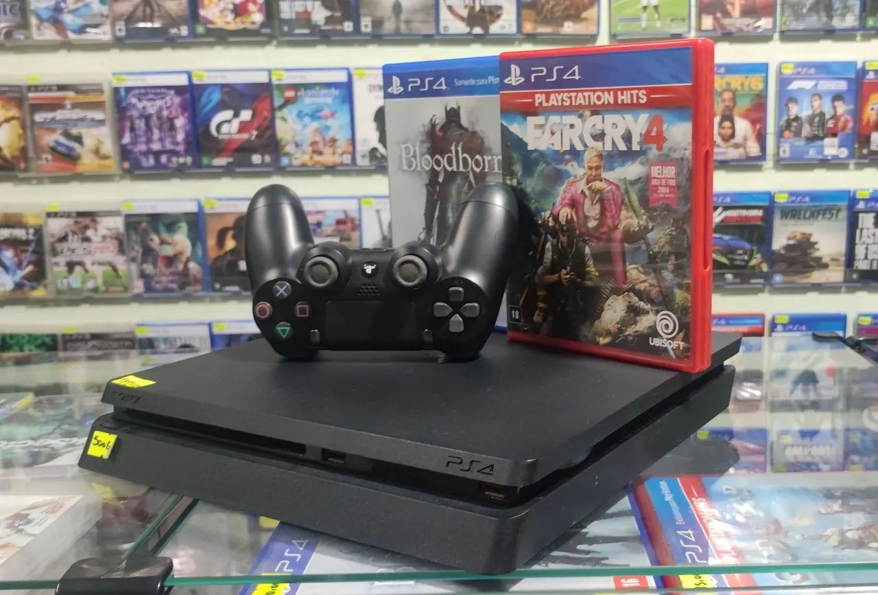 Playstation 4 Slim com Controle e Jogo Far Cry 4