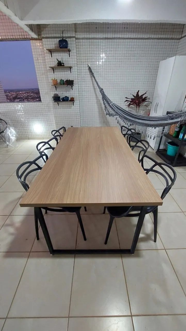 Mesa MDF amadeirado 6 lugares - Foto 5