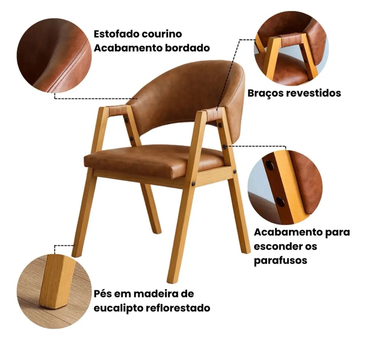 Kit 2 Cadeiras Marrom  - Foto 3