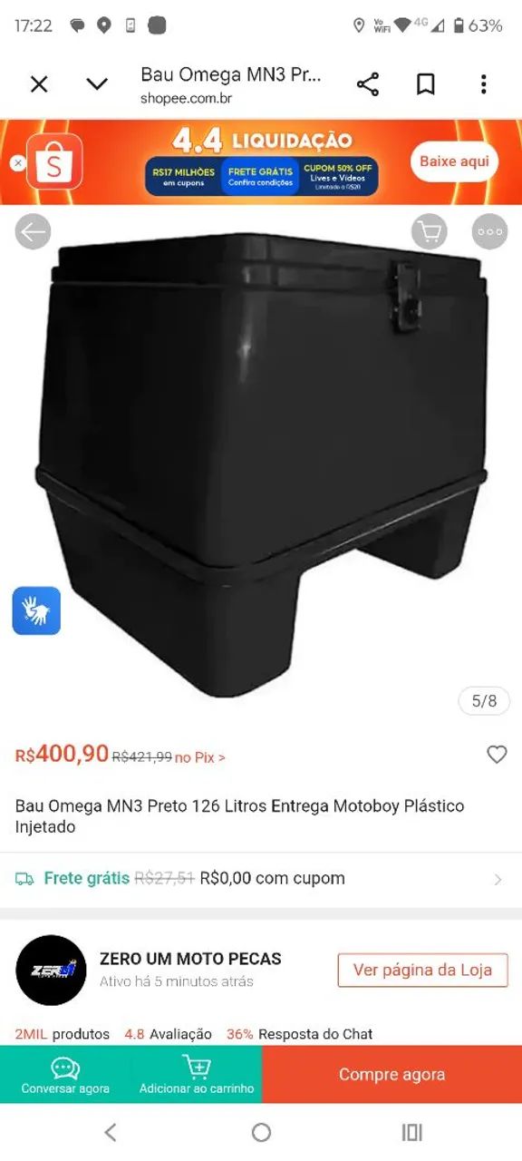 Baú de moto pequeno  - Foto 3