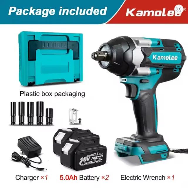 Chave de impacto Kamolee - 1800 n.m, 2 baterias - Ferramentas de