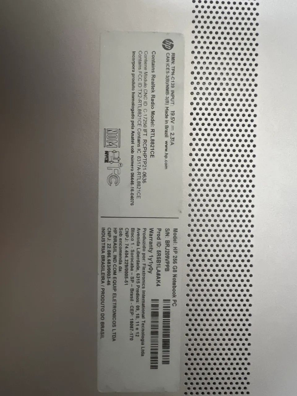 NOTEBOOK HP 256 GB G8 