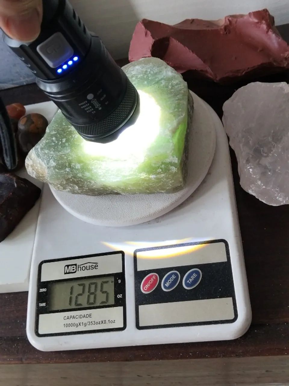 Arte em pedra verde natural de Quartzo 1,2kg 