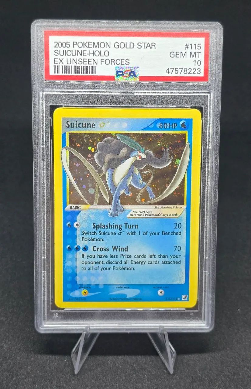 Carta Tcg Slab Pokémon Graduada PSA (Proxy) - #115 SUICUNE-HOLO EX UNSEEN FORCES