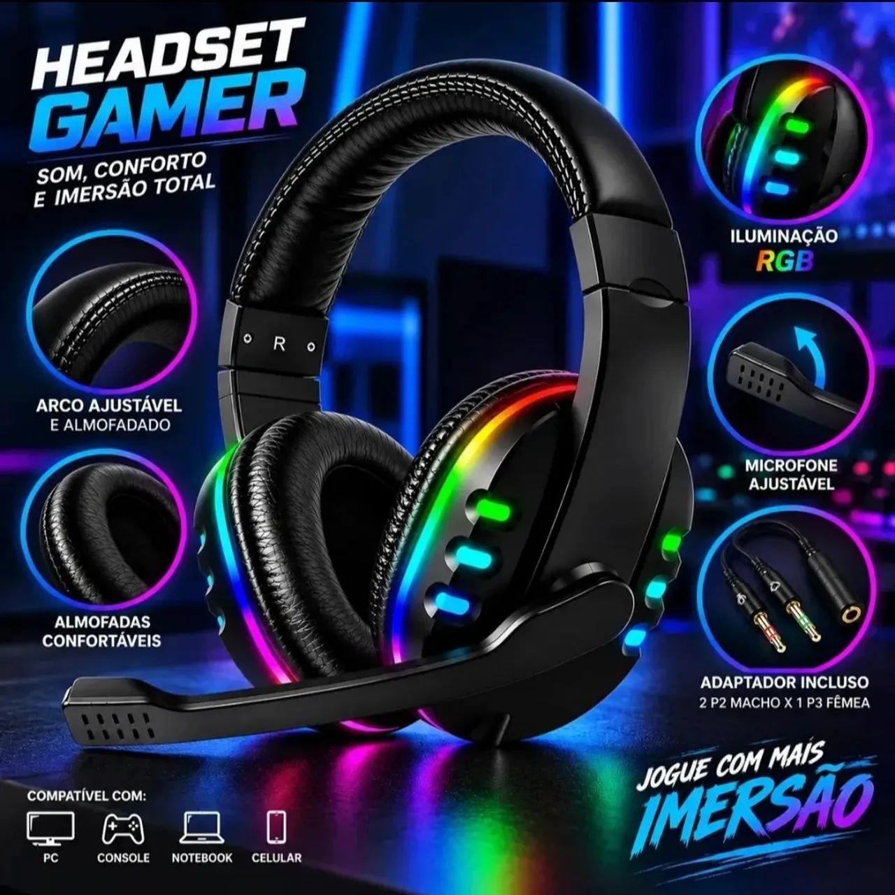 Kit Gamer: Teclado Mecânico 75% + Mousepad + Headset - Foto 3