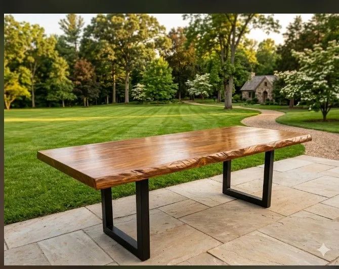 Mesa de madeira rústica, não é MDF c/borda orgânica 