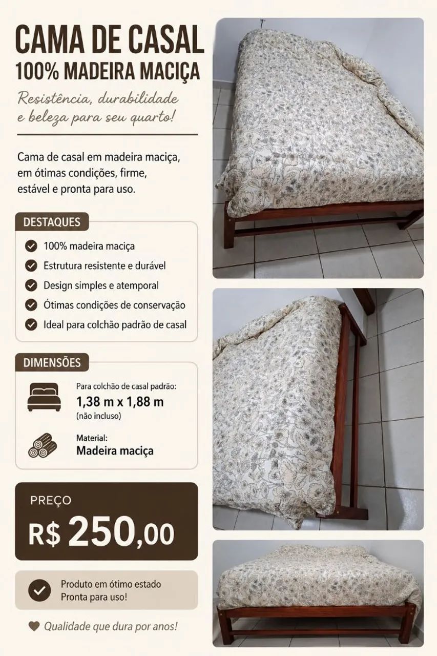 Cama de casal - madeira