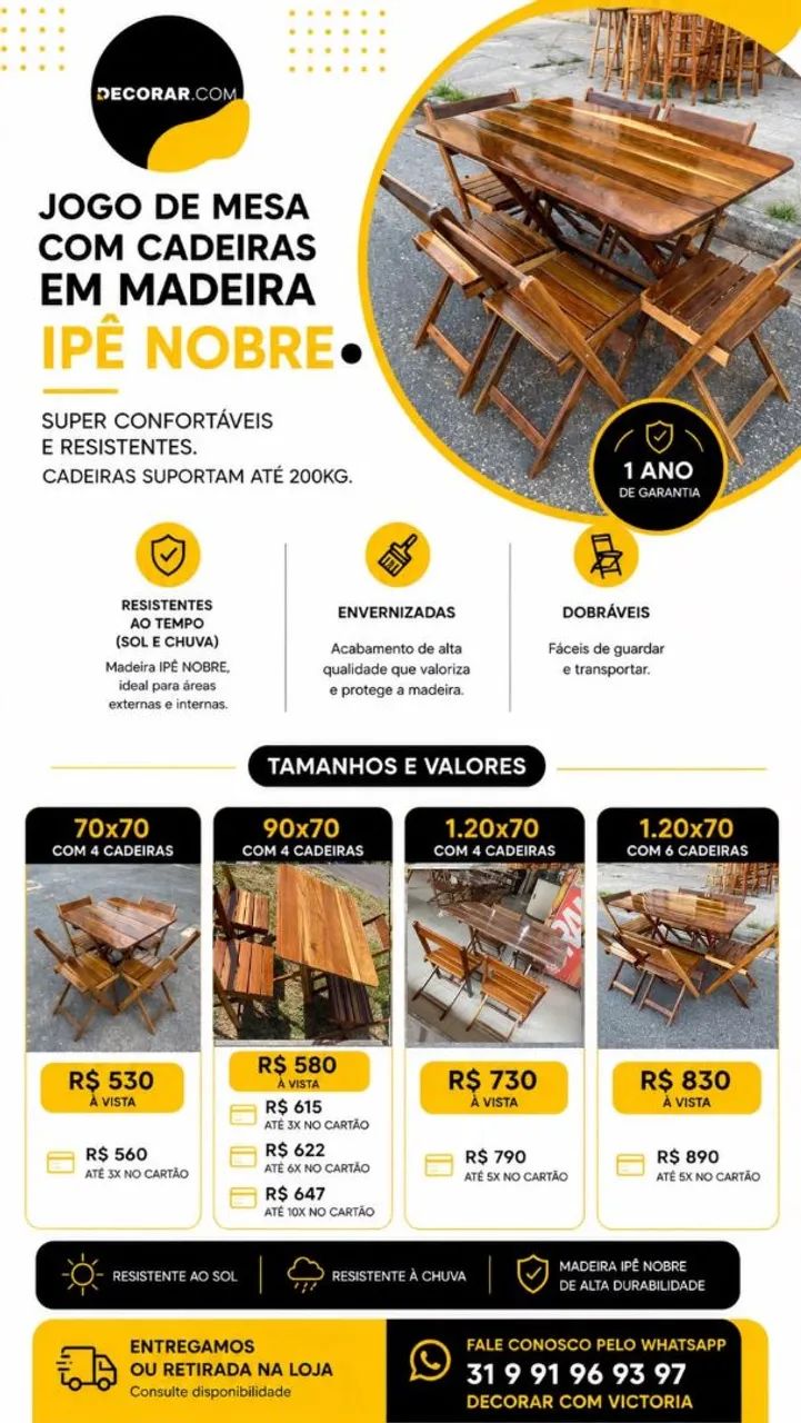 Jogos de mesas ipé nobre