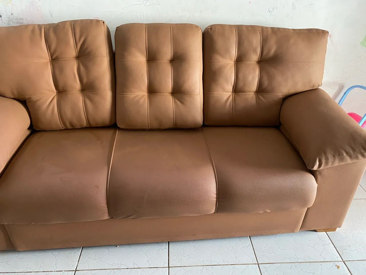 Conjunto de sofá em couro