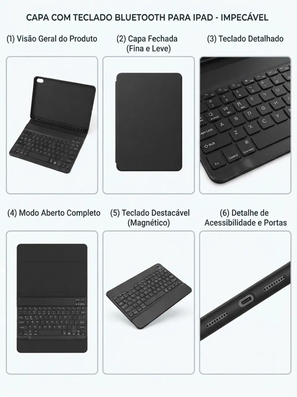 Capa Case com Teclado Bluetooth WB para iPad (10.9" / 11")