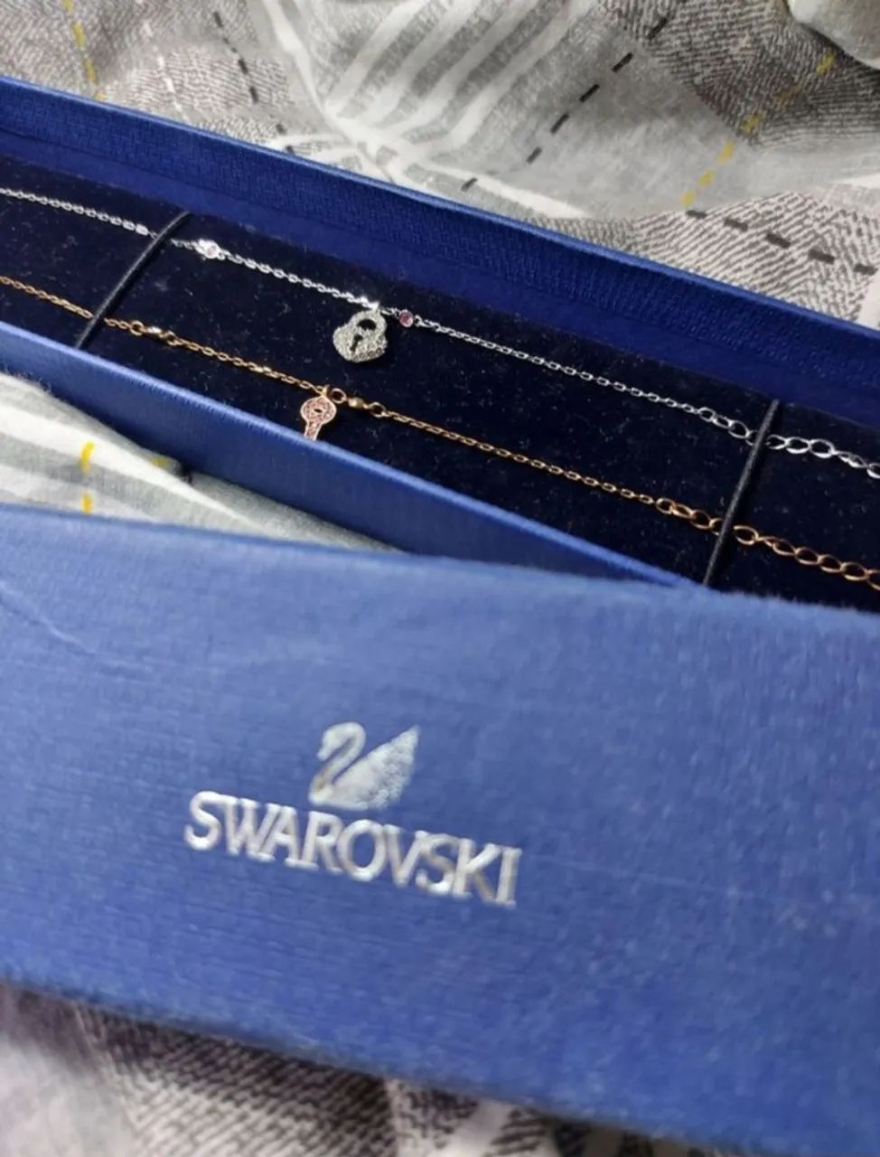 Pulseira Swarovski Chave e Cadeado Prata/Rose - Foto 3