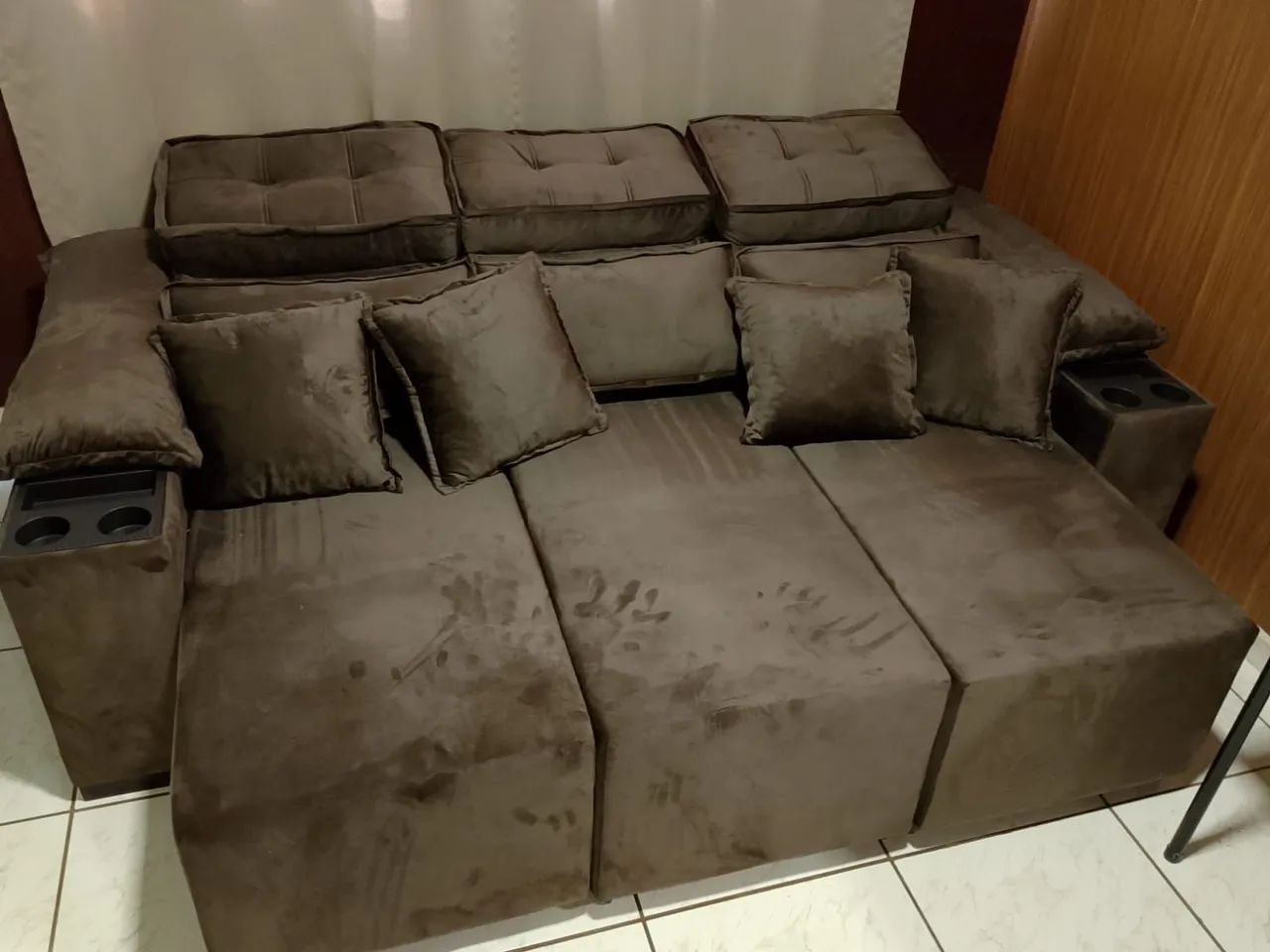 Sofá retrátil e reclinável 3 lugares novos  - Foto 2