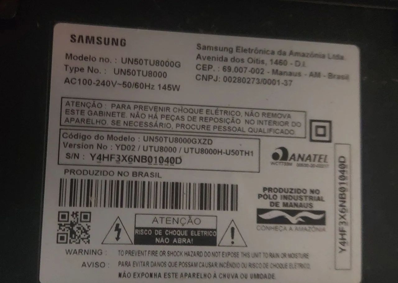 Smartv 50 polegadas UN50TU8000