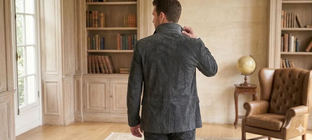 Blazer masculino em couro nobuck  - Foto 2