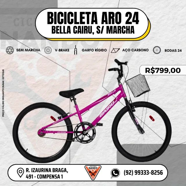 BICICLETA INFANTIL ARO 24 FEMININA - Foto 2