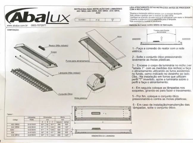 Luminária de Embutir C/ Aletas para 2 lâmpadas de 20w - A03 - Branca - T10 - Abalux - Foto 5