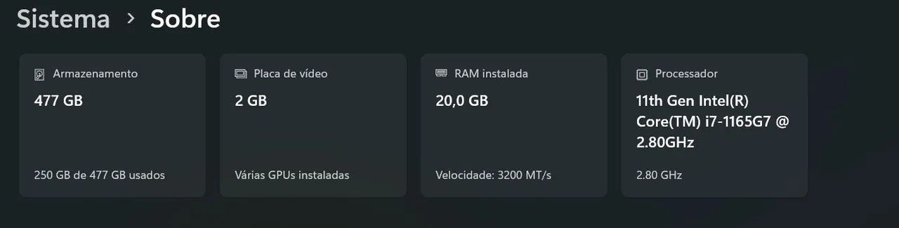 Notebook  Acer  i7 11gen 