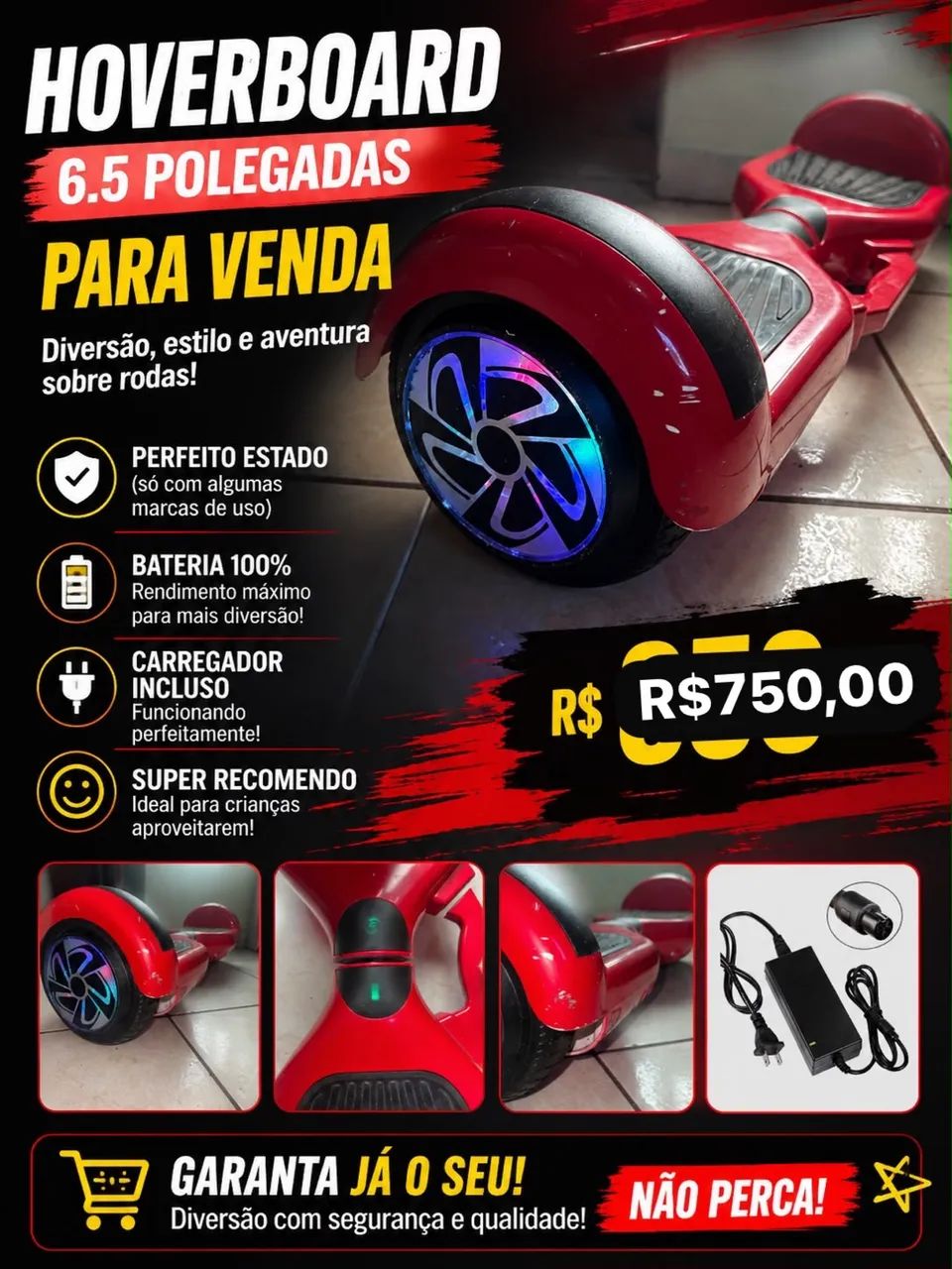 Vendo Hoverboard (vermelho 6.5) - Esportes Sobre Rodas - Esmeralda