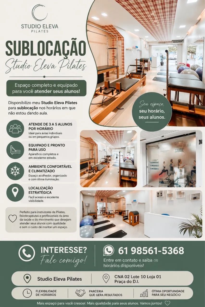 Studio de pilates para sublocação