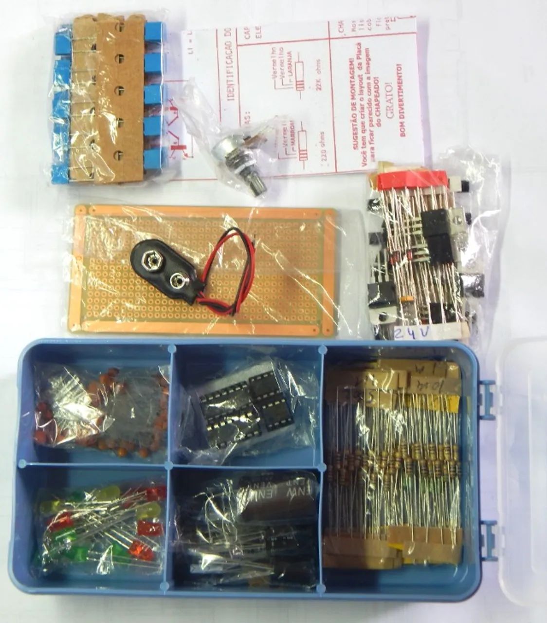 kit BOX componentes eletrônicos diversos, resistor capacitor semicondutor - 345 peças