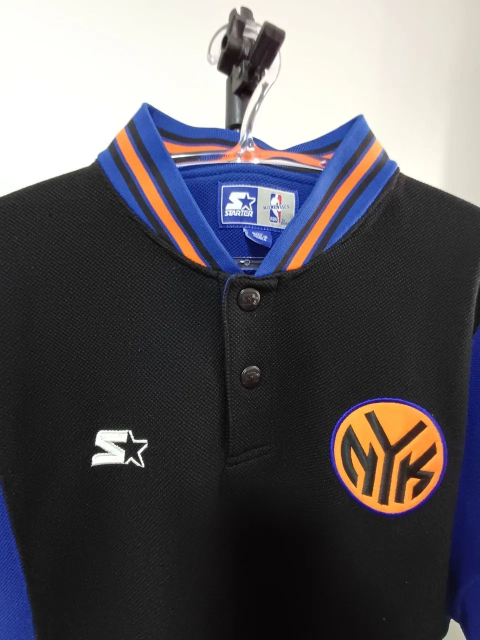 XL 90s Starter NYニックス ウォームアップシャツ ブラック Camisa Aquecimento Vintage New York Knicks Starter Anos 90 L