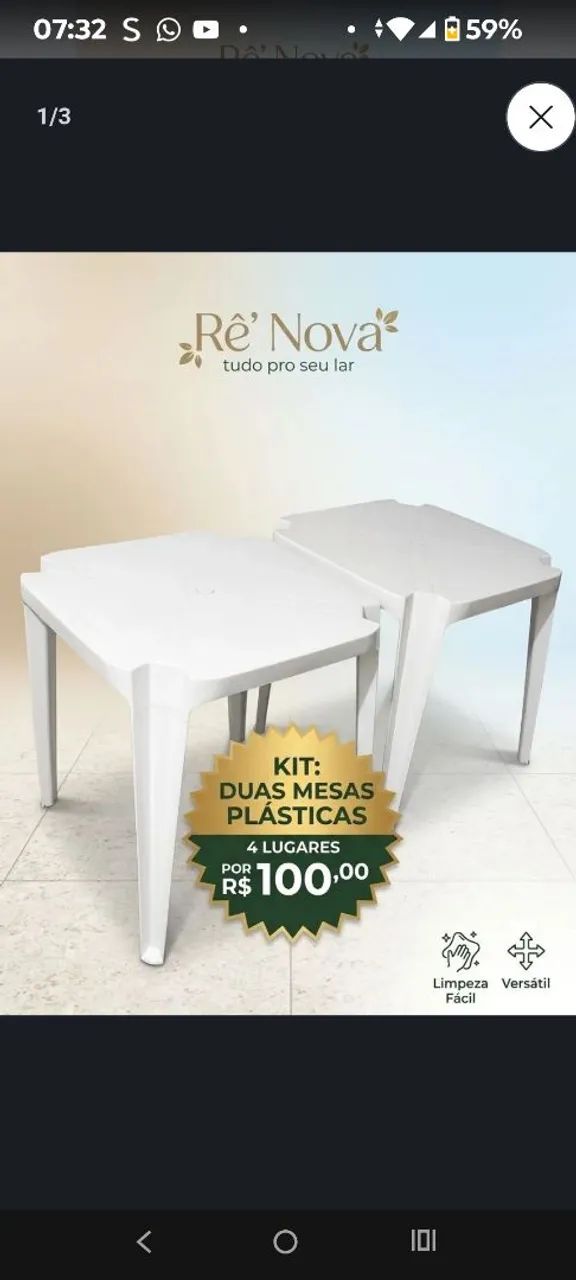Oportunidade 2 mesas plásticas  - Foto 3