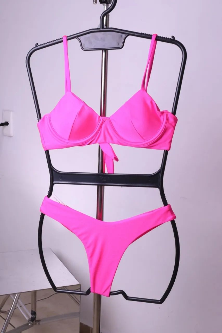 Biquíni Elly Pink Meia Taça com Laço P - Foto 2
