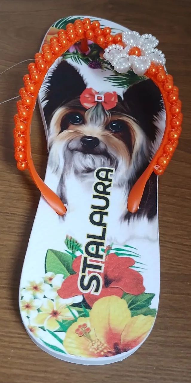 Chinelo Feminino Bordado Decorado com Pérolas  - Foto 3