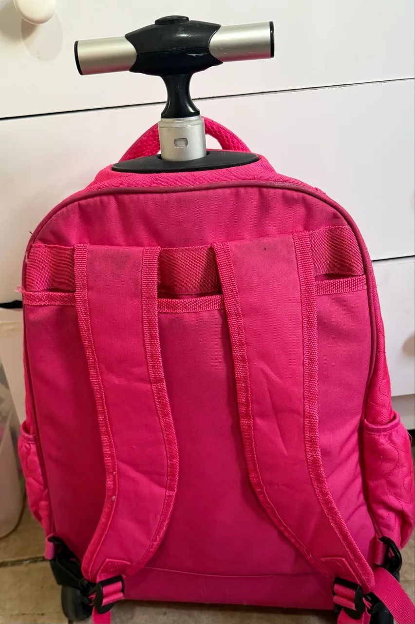 MOCHILA CAPRICHO GRANDE COM RODINHAS - ROSA - Foto 3