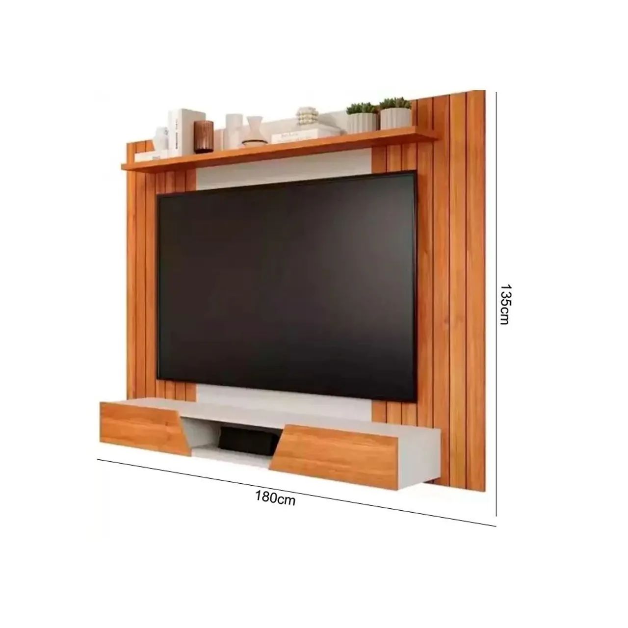 Painel Frisado Santiago TV até 70 Polegadas C/ Basculantes - Cinamomo/Off White<br> - Foto 4