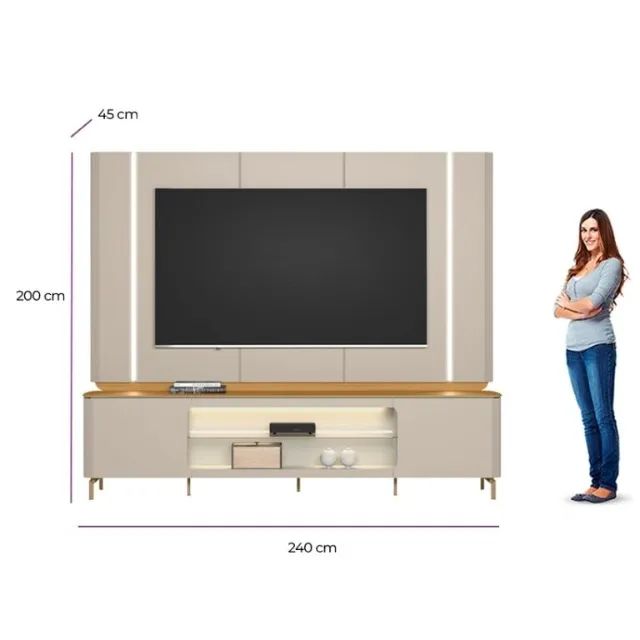 PAINEL + RACK SANTORINI 2,40M  MDF. PRONTA ENTREGA. - Foto 5