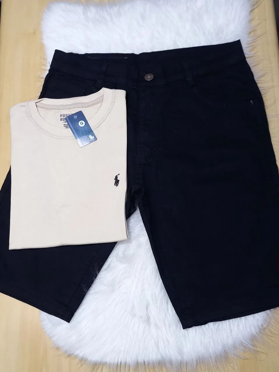 KIT  BERMUDA JEANS  e CAMISA ALGODÃO.  - Foto 4