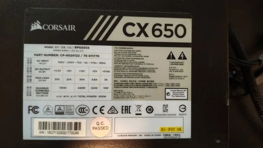 Fonte Corsair CX650 Bronze