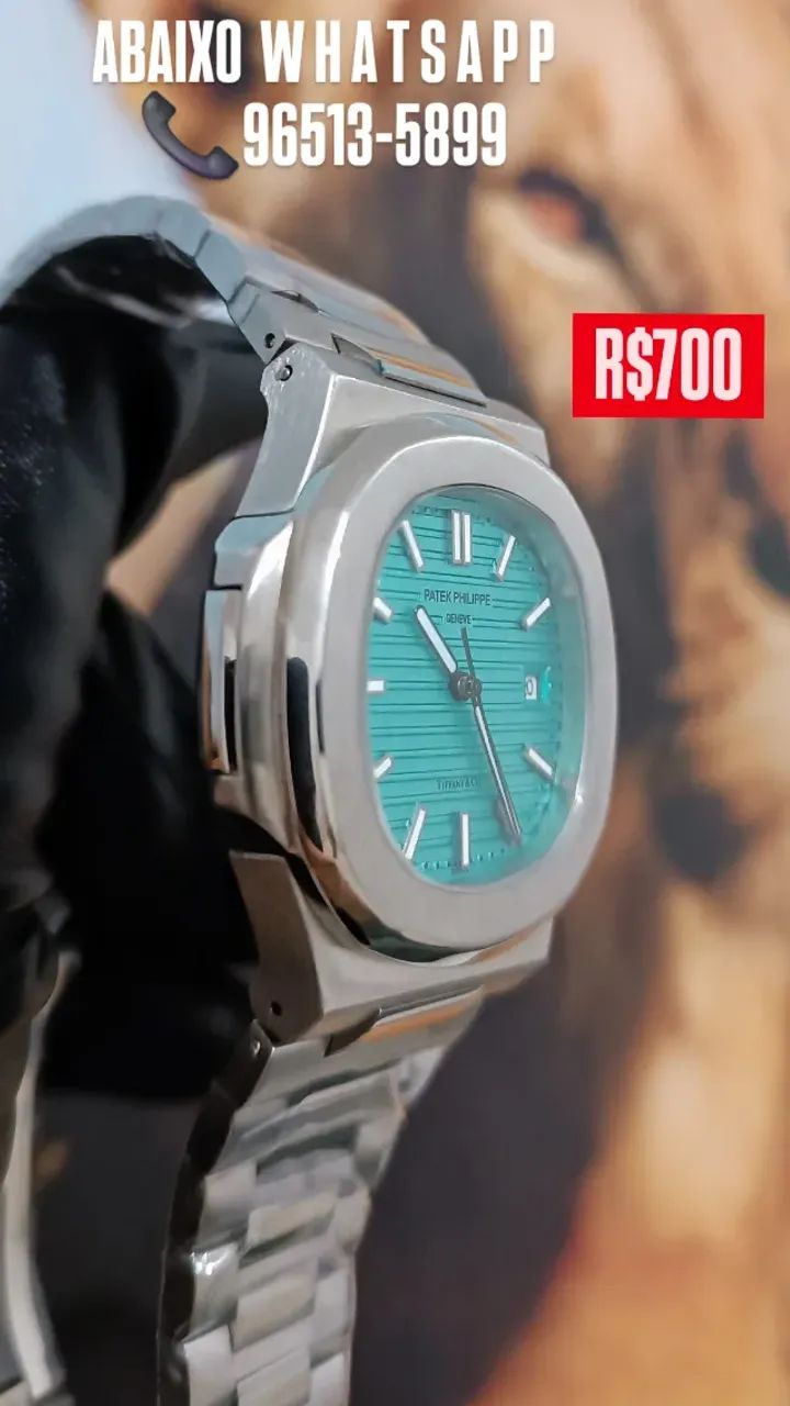 Relógio PATEK PHILIPPE AUTOMÁTICO  - MODELO NAUTILUS FUNDO AZUL