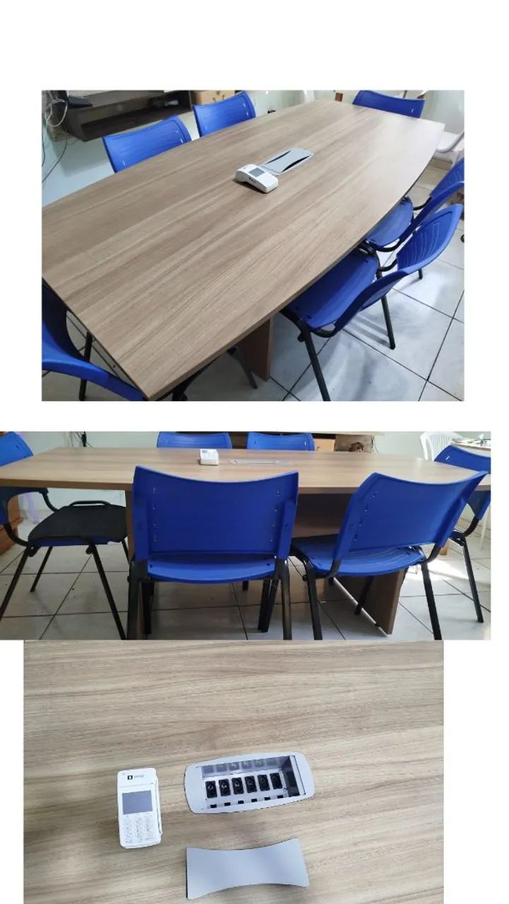 Mesa de escritório 2x1m com 2 polegadas de espessura e tomada para diversos equipamentos n - Foto 2