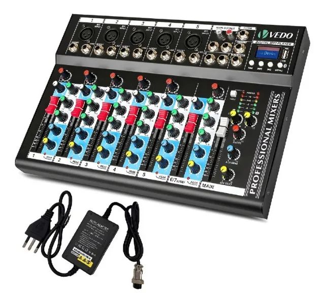Mesa De Som 7 Canais Bluetooth Usb Mixer Mp3 Playe Digital - Foto 2