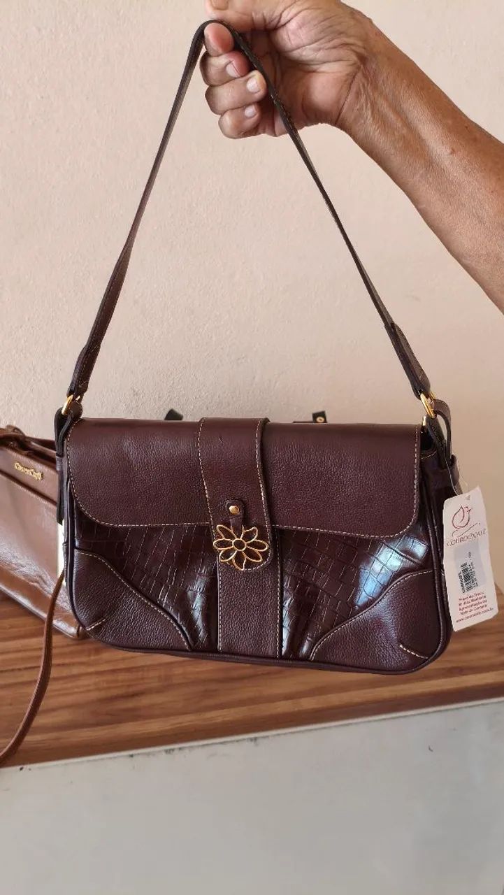 Bolsas Legítimo Couro Café  - Foto 5