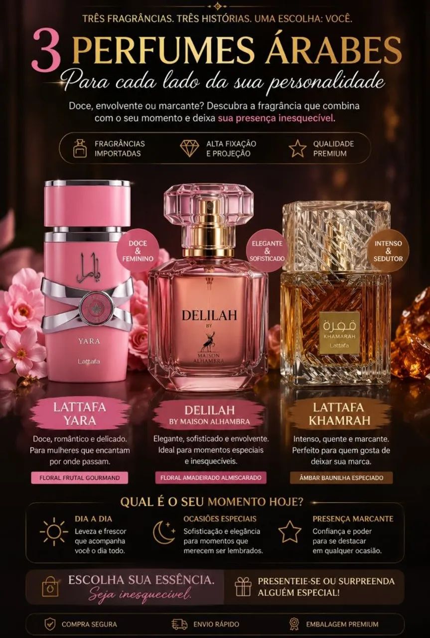 KIT COM 3 PERFUMES ÁRABE OPORTUNIDADE 