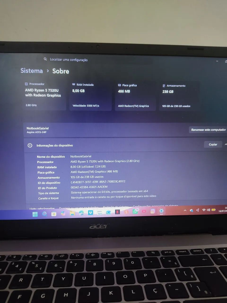 Notebook Aspire A315-24 - Foto 4